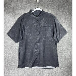 David Taylor Collection Short Sleeve Button Up Shirt Mens Size Large Gray Floral